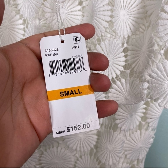 Trina Turk Bardot Eyelet Floral Crochet Swim Cover‎ Up Dress Shoulder Mini Sz S - Picture 7 of 9